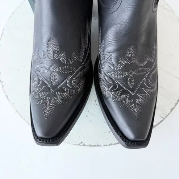 NEW Lane LEXINGTON Womens Cowboy Bootie 9.5 Black Leather Western Cowgirl Boots - Picture 5 of 10